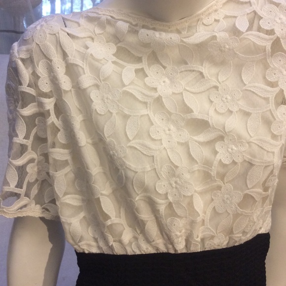 EUC Vintage white lace/black jersey short jumpsuit - Picture 3 of 14